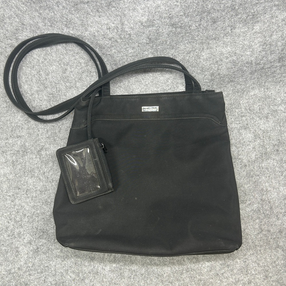 Villager Liz Claiborne Black Nylon Tote Shoulder Bag Medium Everyday Y2K Purse